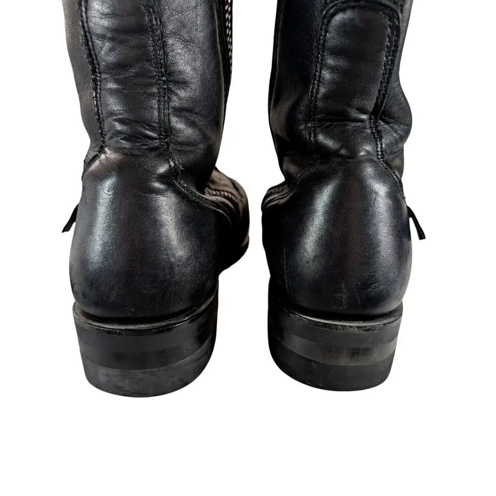 HARLEY DAVIDSON! BLACK GENUINE LEATHER CLASSIC HEAVY DUTY BIKER BOOTS! SZ 11M